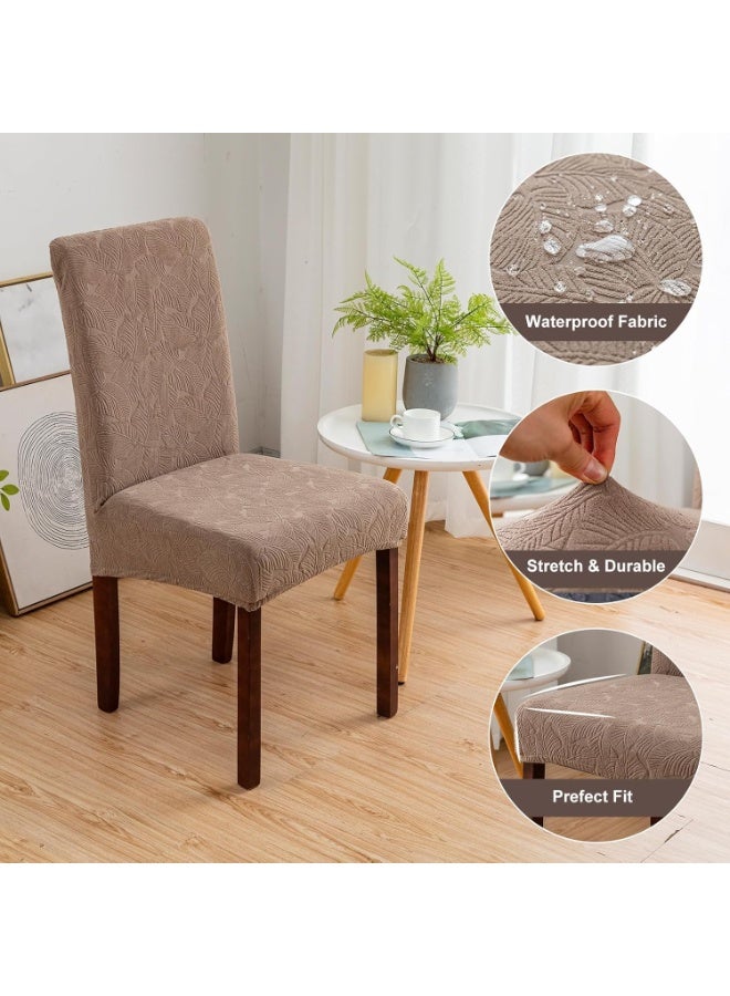 6 PCS Waterproof Chair Covers for Dining Room, Stretch Jacquard Dining Chair Slipcovers, Removable Washable Chair Protector for Kitchen, Hotel, Restaurant - Image 5